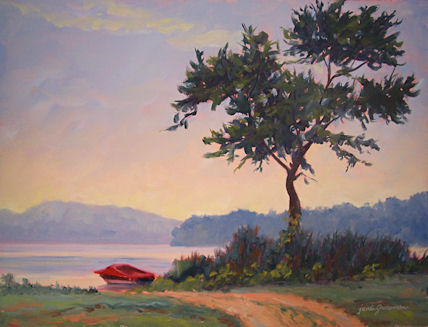 090805-Little-Red-Boat-at-Daybreak-12x16-425
