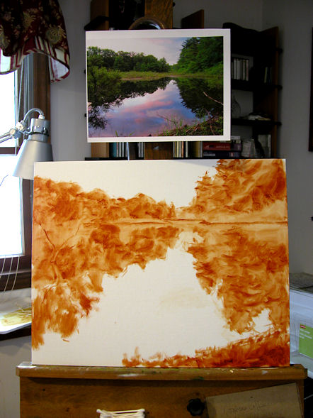 110125-Sunset-at-the-Beaver-Pond-16x20-wip1-600